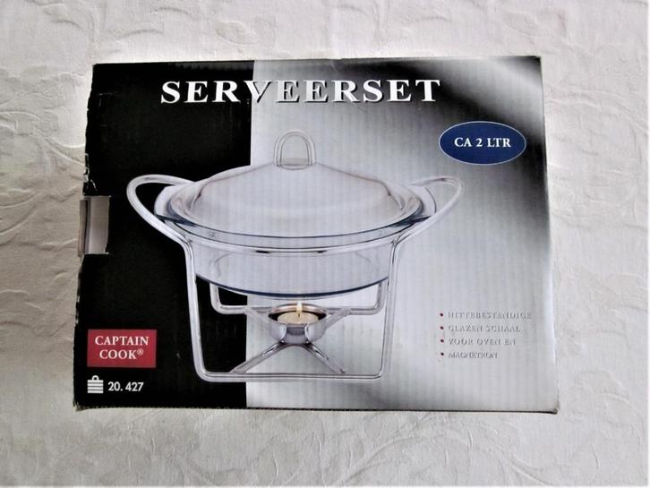 Captain Cook serveerpot met ovenvaste 2 liter glazen schaal, Huis en Inrichting, Keuken | Potten en Pannen, Zo goed als nieuw