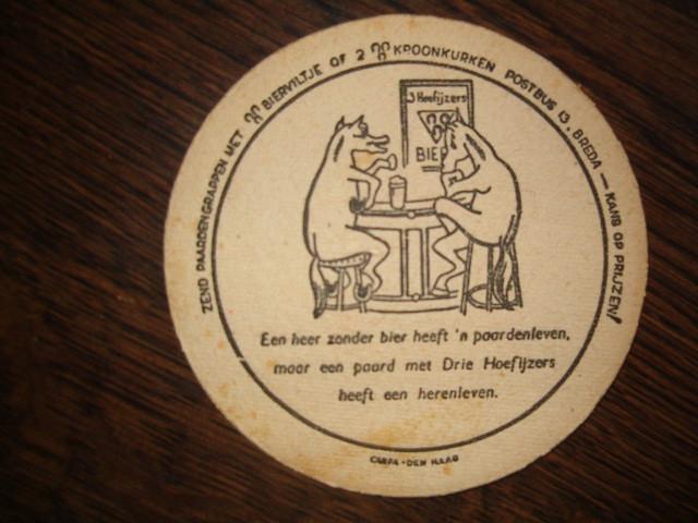 *3Hoefyzers Breda 19 : R/V : Oud : 107 mm, 3 mm dik, Ophalen of Verzenden, Gebruikt, Viltje(s), Overige merken