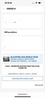 Kpop Blackpink tour Parijs ticket, Eén persoon, Overige soorten, Overige typen