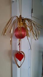 6 Oud retro kerstversiering Christmas ornament Tinsel hart, Diversen, Kerst, Ophalen of Verzenden