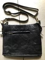 Mooie grote zwart leren schoudertas Perugia, Overige merken, Zwart, Ophalen of Verzenden, Zo goed als nieuw