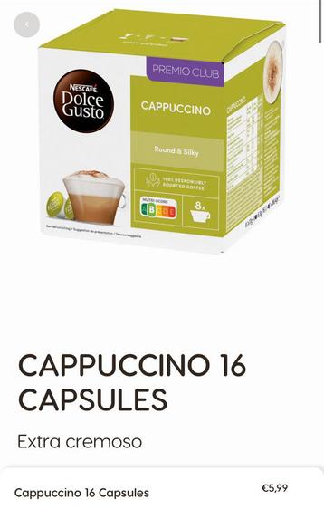Nescafe Dolce Gusto Cappuccino 160 cups beschikbaar voor biedingen