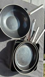 Greenpan 2 steelpannen, wok en grillpan, Huis en Inrichting, Ophalen of Verzenden, Gebruikt, Pannenset