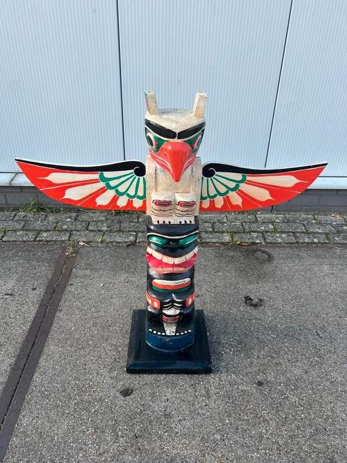 Tiki totempaal 1 meter, unieke eye-catcher, Western Deco, Antiek en Kunst, Kunst | Beelden en Houtsnijwerken, Ophalen of Verzenden