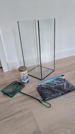 Vissenkom, met visnetje en zwarte kiezeltjes, Ophalen of Verzenden, Gebruikt, Leeg aquarium