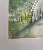 Aquarel Schilderij - Boslandschap gesigneerd, Antiek en Kunst, Kunst | Schilderijen | Klassiek, Ophalen of Verzenden