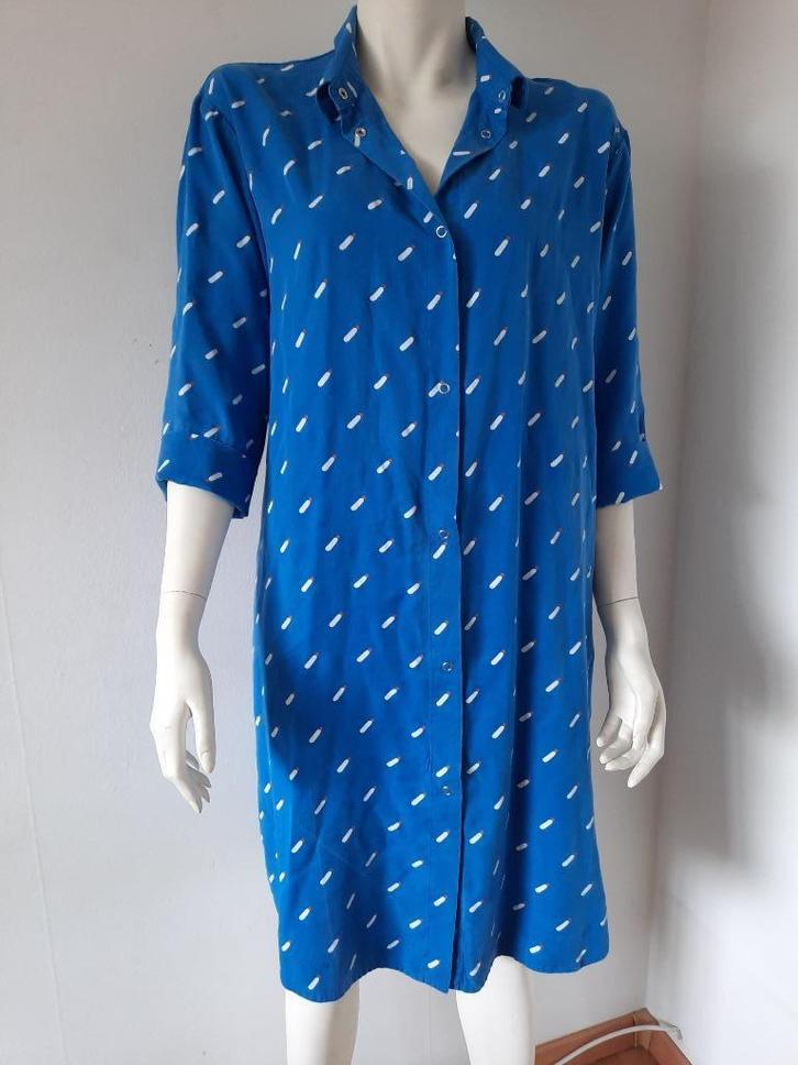 Z.G.A.N. blauwe Finse designjurk Papu mt 42-44 Topkwaliteit!, Kleding | Dames, Jurken, Zo goed als nieuw, Maat 42/44 (L), Blauw