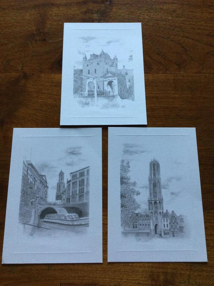 KUNST KAARTEN MET PRACHTIGE TEKENINGEN IN PASSE- PARTOUT, Antiek en Kunst, Kunst | Tekeningen en Foto's, Ophalen of Verzenden