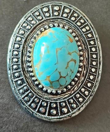 Vintage zilver/turquoise sjaalclip gemerkt western germany beschikbaar voor biedingen