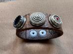 Mooie taupe lederen armband van Noosa. S, Gebruikt, Bruin, Leer, Ophalen of Verzenden