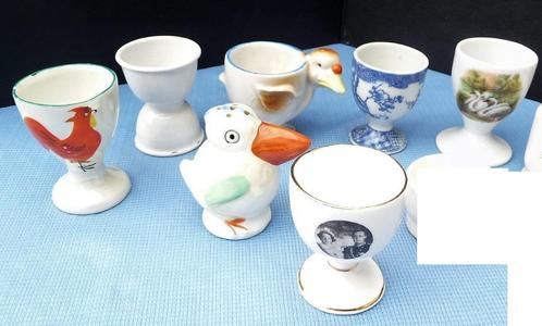 10 EIERDOPJE S VINTAGE MET 4 ZOUTVAATJES en TWEELINGDOP,KERS, Verzamelen, Porselein, Kristal en Bestek, Gebruikt, Overige typen