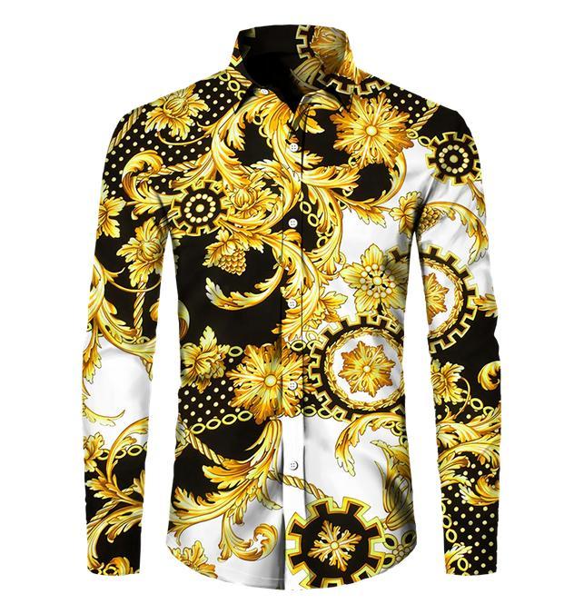 Heren barok overhemd 30 luxe gouden bloemen shirt zwart wit, Kleding | Heren, Overhemden, Nieuw, Overige halswijdtes, Overige kleuren