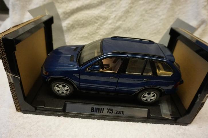 BMW X5 2001 1:18 Blauw Motor Max Premium, Hobby en Vrije tijd, Modelauto's | 1:18, Gebruikt, Motor, Maisto, Ophalen of Verzenden