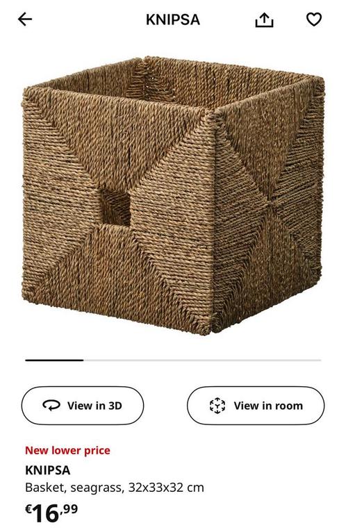 11 Zeegras korven 32x33x33cm IKEA Knipsa, Huis en Inrichting, Woonaccessoires | Schalen en Manden, Zo goed als nieuw, Mand, Rechthoekig