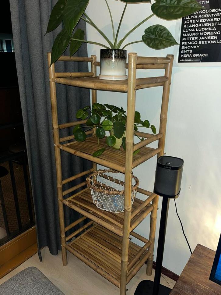 Bamboe Kast met 4 Tredes - Stellingkast Sklum, Huis en Inrichting, Kasten | Stellingkasten, Zo goed als nieuw, Ophalen of Verzenden