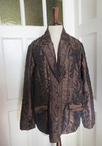 Vintage jasje / blazer bruin zijdeglans / Queensway maat 46 beschikbaar voor biedingen