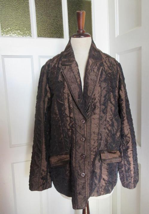 Vintage jasje / blazer bruin zijdeglans / Queensway maat 46, Kleding | Dames, Jasjes, Kostuums en Pakken, Zo goed als nieuw, Jasje