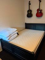 Tweepersoons bed 140x200 inclusief matras en beddengoed, Huis en Inrichting, Slaapkamer | Bedden, Ophalen, Gebruikt, Zwart, Tweepersoons