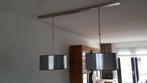 Hanglamp met 2 metallic grijze lampenkappen, Huis en Inrichting, Lampen | Hanglampen, Zo goed als nieuw, Ophalen