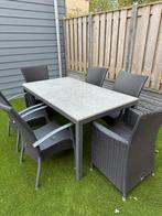 GRATIS eettafel met 6 stoelen marmereblad, Tuin en Terras, Ophalen of Verzenden, Zo goed als nieuw, Aluminium, Eettafel