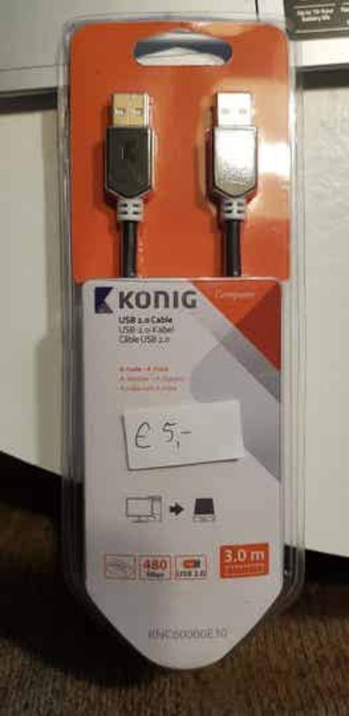 konig usb 2.0 kabel 3meter, Audio, Tv en Foto, Audiokabels en Televisiekabels, Nieuw, Overige kabels, 2 tot 5 meter, Ophalen of Verzenden