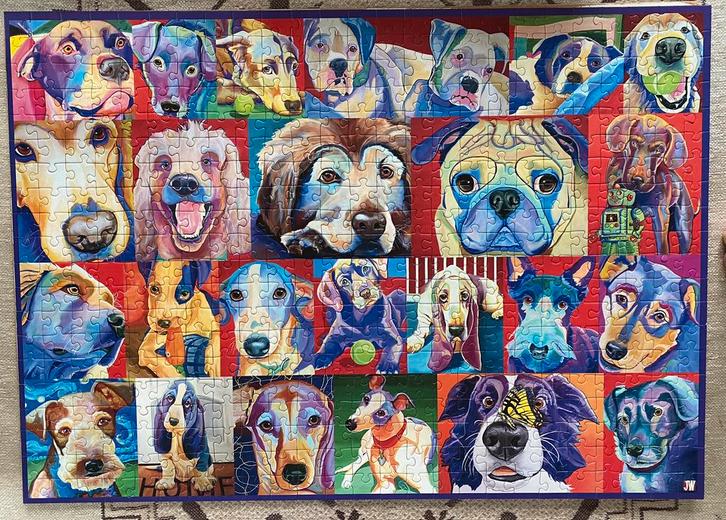 500 XL puzzel Ravensburger - Kleurrijke honden - compleet, Hobby en Vrije tijd, Denksport en Puzzels, Gebruikt, Legpuzzel, 500 t/m 1500 stukjes
