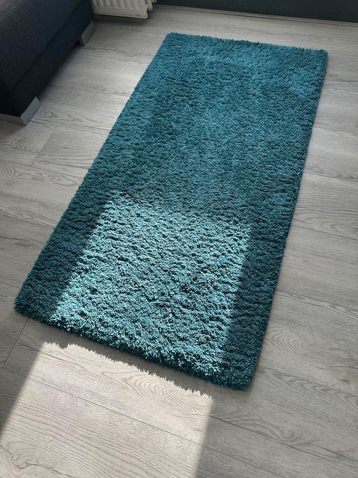 Vloerkleed hoogpollig zeeblauw, Huis en Inrichting, Stoffering | Tapijten en Kleden, Zo goed als nieuw, 50 tot 100 cm, 100 tot 150 cm