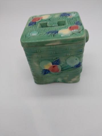Vintage  keramiek jampotje met fruitmotief beschikbaar voor biedingen