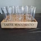6 Latte Macchiato glazen (nieuw) op houten dienblad, Huis en Inrichting, Ophalen, Glas of Glazen, Nieuw, Glas