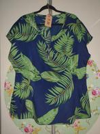 Blauwe top met tropische print - Maat L, Blauw, Maat 42/44 (L), Ophalen of Verzenden, Zo goed als nieuw