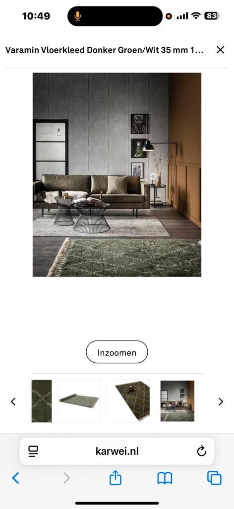 Karwei Vloerkleed Donkergroen/Wit, Huis en Inrichting, Stoffering | Tapijten en Kleden, Nieuw, 200 cm of meer, Rechthoekig, Wit