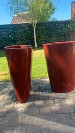 Hoge geglazuurde potten Bordeaux rood, Tuin en Terras, Bloempotten, Ophalen, Rond, Zo goed als nieuw, Minder dan 25 cm