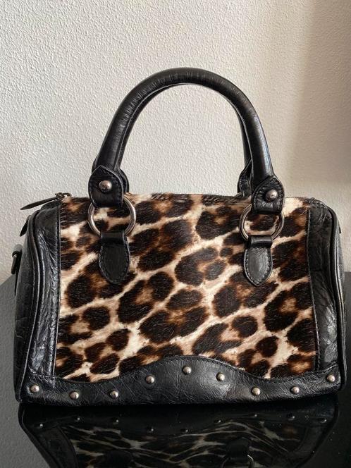 Prachtige leren tas van Germano Zama, Sieraden, Tassen en Uiterlijk, Tassen | Damestassen, Zo goed als nieuw, Schoudertasje, Zwart