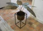 PTMD gouden metalen plant met standaard en pot, Rond, Ophalen of Verzenden, Zo goed als nieuw, Minder dan 25 cm