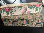 2 mooie oude brocante stoffen handschoenen dozen, Antiek en Kunst, Ophalen of Verzenden