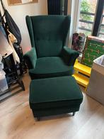 Geliefde fauteuil + voetenbank zoekt nieuw thuis!, Huis en Inrichting, Fauteuils, Ophalen, Gebruikt, Stof, 75 tot 100 cm