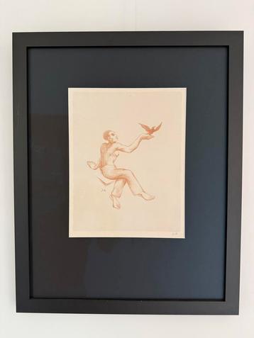 Litho Man met vogel, John Raedecker beschikbaar voor biedingen