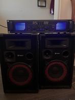 2x 500w speakers + versterker, Muziek en Instrumenten, Ophalen, Gebruikt, 500 tot 1000 watt, Overige typen