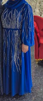 Elegante galajurk / abiye - Maat 50 - Stretch, Blauw, Maat 46/48 (XL) of groter, Ophalen of Verzenden, Gedragen