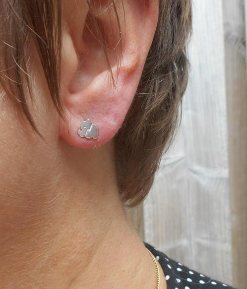 Zilveren vintage oorknoppen olifantjes nr.716, Sieraden, Tassen en Uiterlijk, Oorbellen, Zo goed als nieuw, Knopjes of Stekers