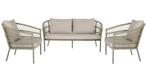 Stoel-Bank Loungeset Rennes | 3-delig | Olive Green | Alumin, 4 zitplaatsen, Verzenden, Loungeset, Bank