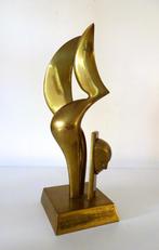 Bronzen beeld abstract van figuur en hoofd gestyleerd 69-b, Ophalen of Verzenden, Brons