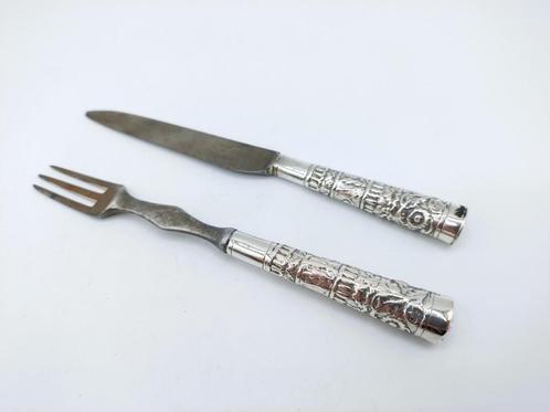 Zilveren reisbestek met banddecor, 18e eeuws., Antiek en Kunst, Antiek | Goud en Zilver, Zilver, Verzenden