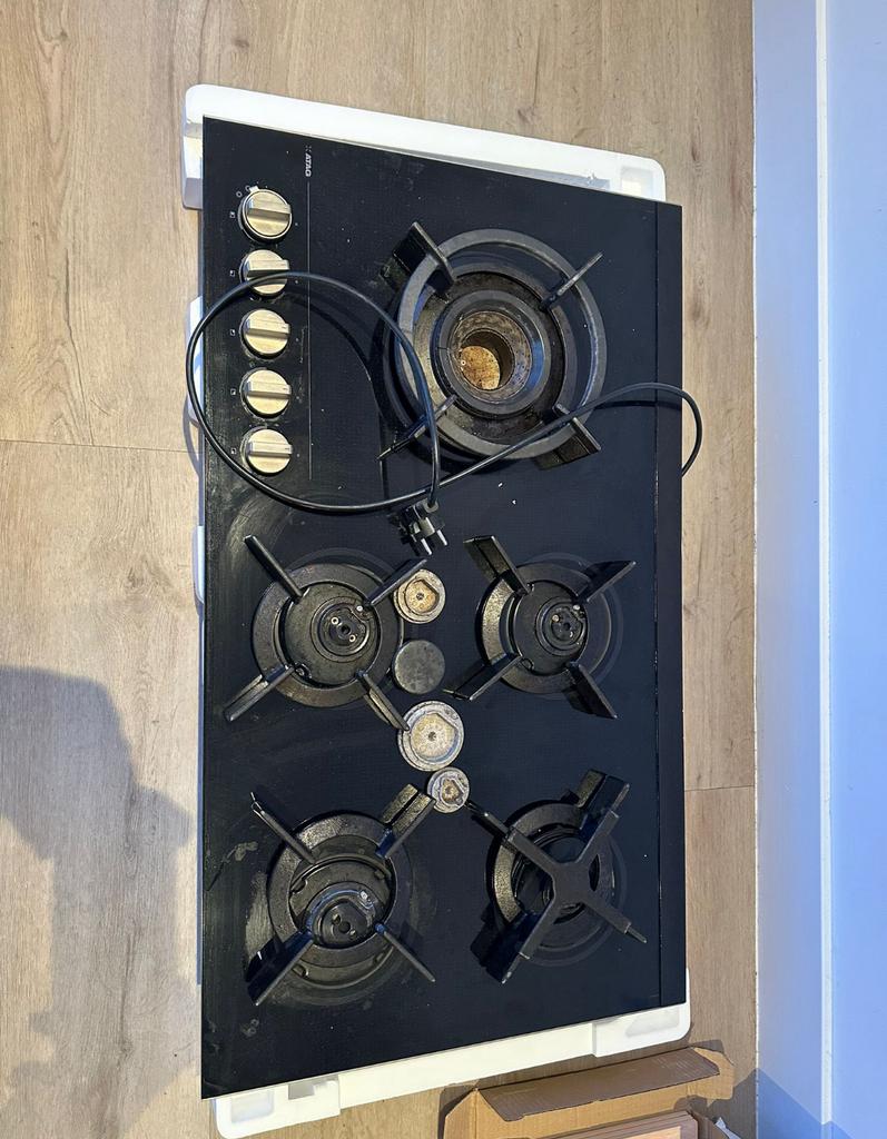 ATAG gaskookplaat 5 pits – HG9571MBA – Zwart glas, Ophalen, Zo goed als nieuw, Inbouw, Gas