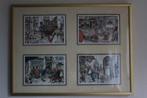 Lijst met 4 prenten met draaiorgels - Anton Pieck, Minder dan 50 cm, Gebruikt, Metaal of Aluminium, Ophalen of Verzenden