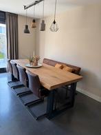 Eikenhouten eettafel 260x100 met stalen poten, Huis en Inrichting, Tafels | Eettafels, Ophalen, 100 tot 150 cm, Eikenhout, 200 cm of meer