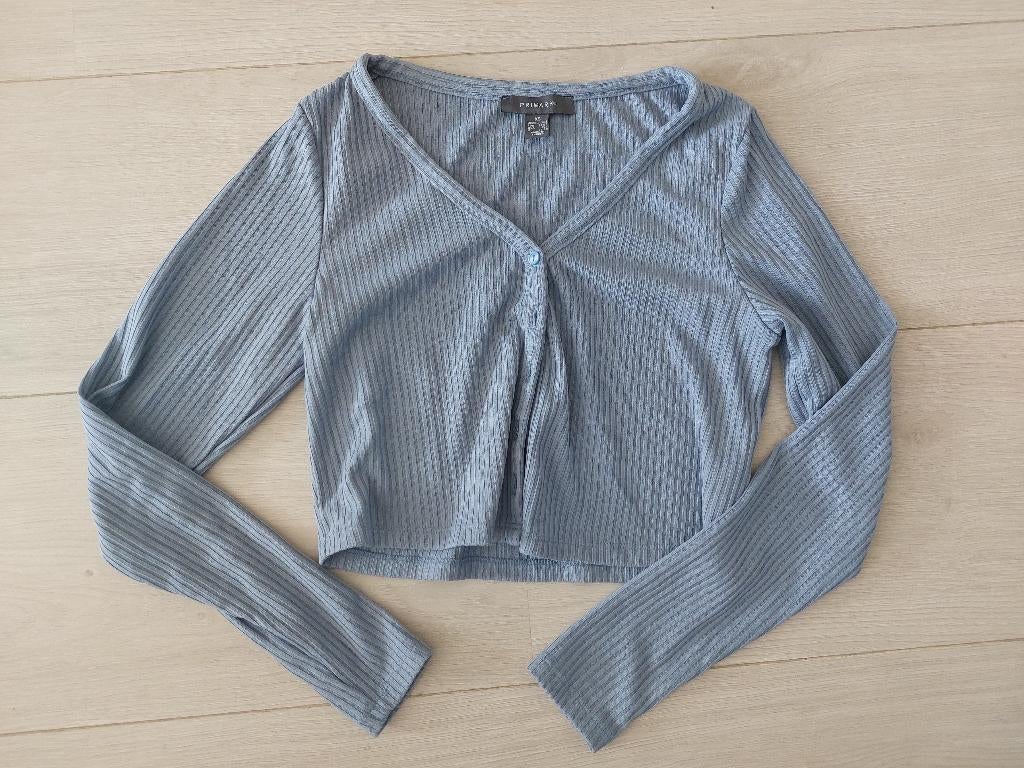 Primark - Lichtblauw vestje - Maat XS, Kinderen en Baby's, Kinderkleding | Maat 170, Meisje, Trui of Vest, Ophalen of Verzenden