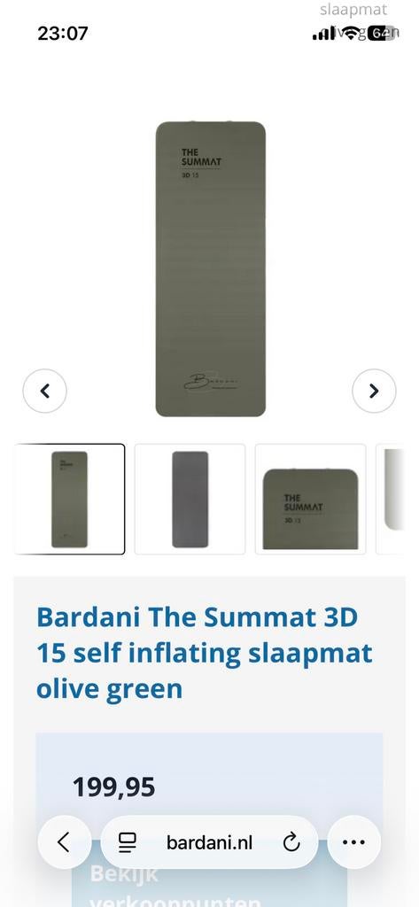 Bardani self inflating luxe slaapmat 15cm, 2x 1persoons, Ophalen, Gebruikt