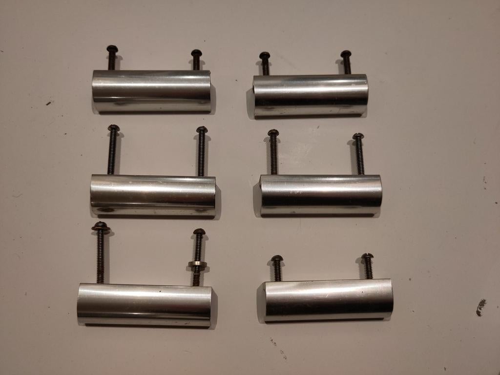 6 Bruynzeel keuken handgrepen vintage Piet Zwart 8 cm, Ophalen of Verzenden