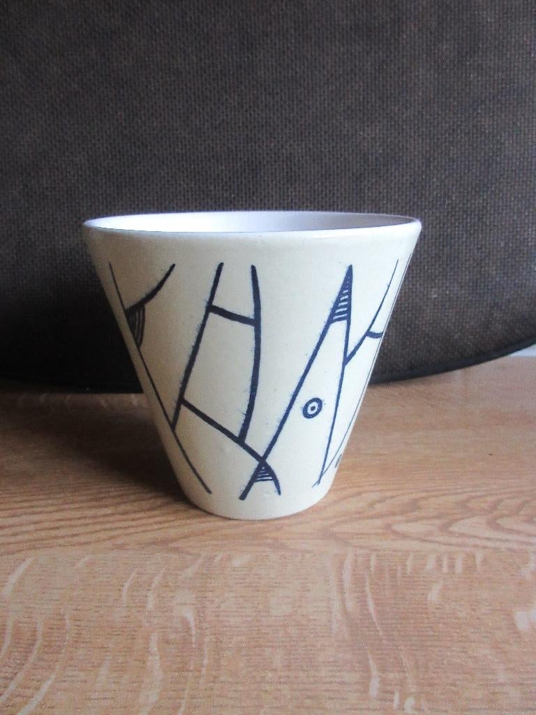 Bloempot geel pastel vintage retro Linur, Ophalen of Verzenden
